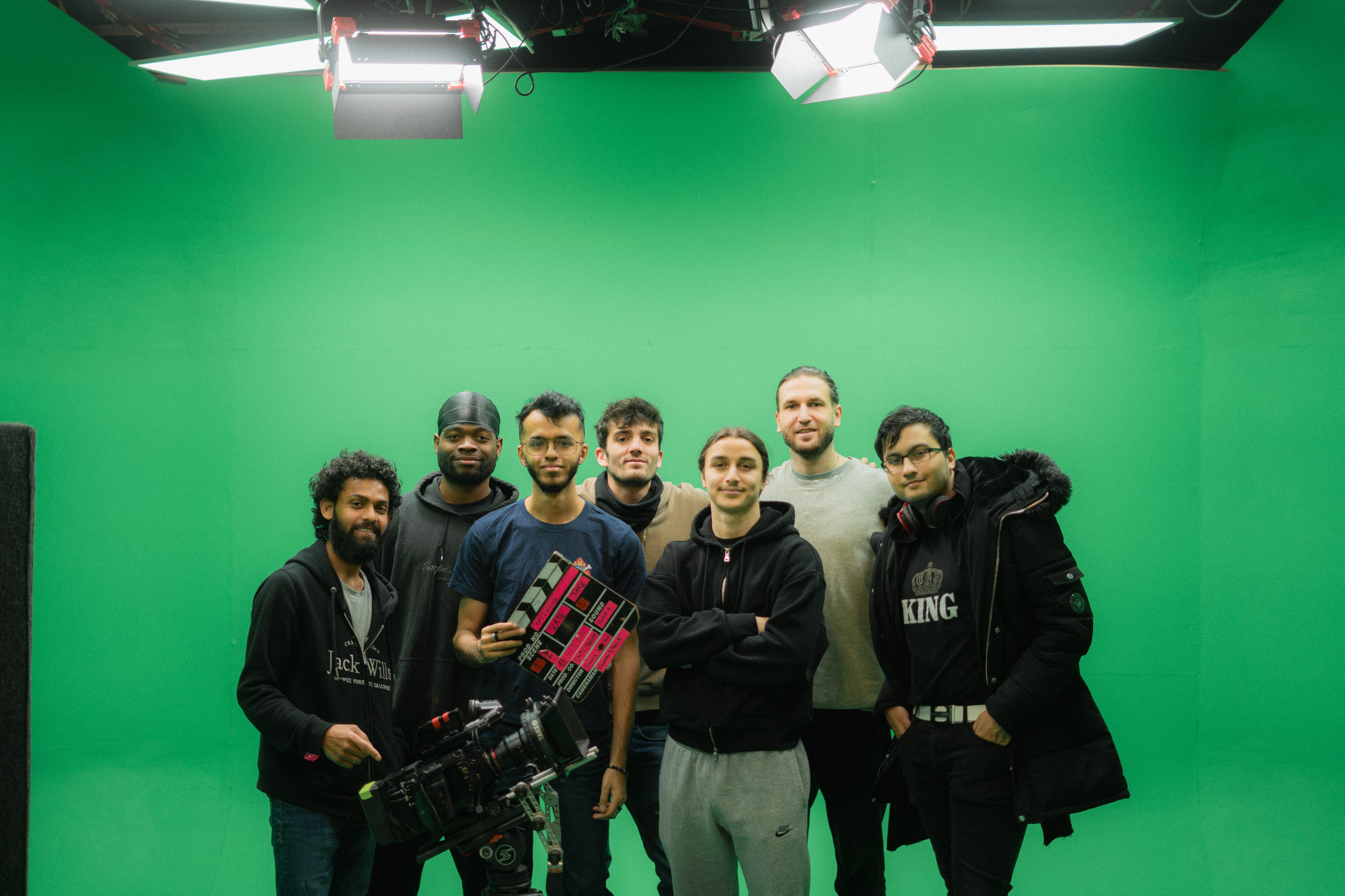 On set with the film crew